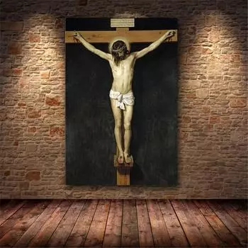 Распятый Христос известный постер, репродукция холста, христианское настенное искусство, изображение Иисуса, фреска, домашний декор для спальни, работа Куадрос 21x30 No Frame
