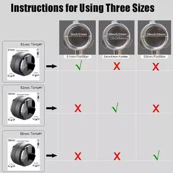 Распределитель и трамбовка кофе 51/53/58 мм, подходит для выравнивания кофе с двумя головками, регулируемая глубина - эспрессо, 3 наклонных и плоских трамбовки 51mm чёрный