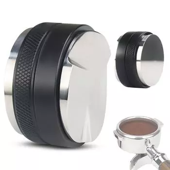 Распределитель кофе 2-в-1 и темпер из нержавеющей стали, 58 мм, регулируемый с двойной головкой для выравнивания кофе 51mm чёрный