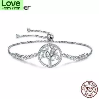 Распродажа 100% стерлингового серебра 925 пробы Древо жизни теннисный браслет женский регулируемый браслет-цепочка серебряные ювелирные изделия Scb035