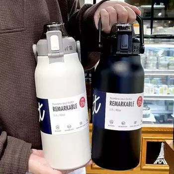 Распродажа 1800 мл термобутылка для воды большой емкости с соломинкой из нержавеющей стали термобутылка для холодной и питьевой воды спортивная бутылка 1200ml