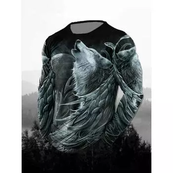Распродажа 3D-принтованная мужская футболка с рисунком льва, повседневная удобная футболка с длинным рукавом, унисекс, модная осенняя футболка унисекс, одежда S