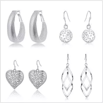 Распродажа 4 пары сережек комплект из серебра 925 пробы модные серьги-подвески женские свадебные украшения милый подарок для леди E160