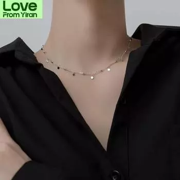 Распродажа 925 пробы стерлингового серебра ожерелье много-круглая цепочка из бисера блестящая круглая ключичная цепочка женское вечернее ожерелье ювелирные изделия Nk042 40cm золотой