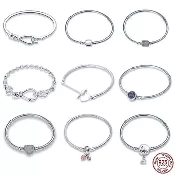 Распродажа 925 Серебряный Браслет Любви Браслет Женские Украшения Подходит Для Оригинального Дизайна Браслет Из Бисера Ручной Работы Украшения Diy 17cm