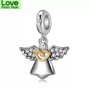 Распродажа Ангел с крыльями Сердце Подвески Для изготовления ювелирных изделий Подвески подходят Оригинальные европейские браслеты с подвесками Подарки