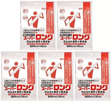 Распродажа бумаги Shikoku, супердлинное влажное тело 5, примерно 90 шт. Содержит изготовленные в подходящих для ухода за больными на открытом воздухе полотенца, простыни, 30 см, дезодорант,