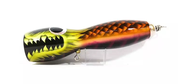 Распродажа Деревянный Поппер Дракон Плавающий 220 мм 150 грамм Желтая Голова Бронза (1013)