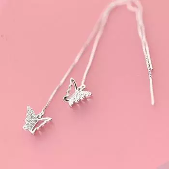 Распродажа Длинные серьги-бабочки из стерлингового серебра 925 пробы для женщин, модные ювелирные изделия, стерлинговое серебро, ювелирные украшения, подвески