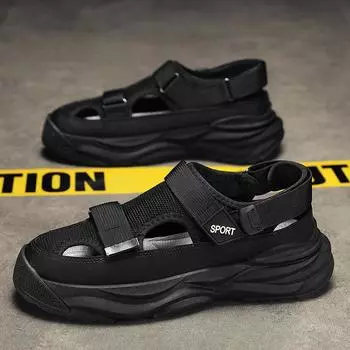 Распродажа дырок обувь мужская 2025 новая верхняя одежда для работы папа водительские сандалии мужская сумка голова обувь кроссовки сандалии 39 чёрный