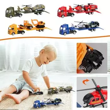 Распродажа игрушек со скидкой 50%!Tarmeek Flatbed Trailer Trucks Toy Alloy Trailer Engineering Roller Excavator Truck Model Car Toys Подарки на день рождения для детей One Size синий