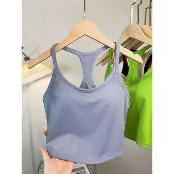 Распродажа Йога-жилет Ударопрочный Пуш-ап Фиксированная чашка Бег Верхняя одежда Тренировки Фитнес Красивая спина Спортивное нижнее белье Gray Blue XL