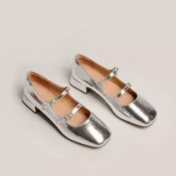 Распродажа, качественные весенние женские туфли Мэри Джейн, новые женские туфли-лодочки с квадратным носком на среднем каблуке, однотонные женские туфли с пряжкой и ремешком, Zapatos De Mujer 40 серебряный