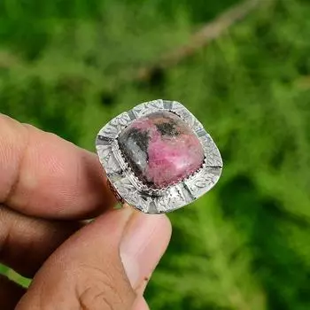 Распродажа ко Дню матери Натуральный родонит Жена Новое кольцо с несколькими камнями Ювелирные изделия Серебро 925 пробы Adjustable