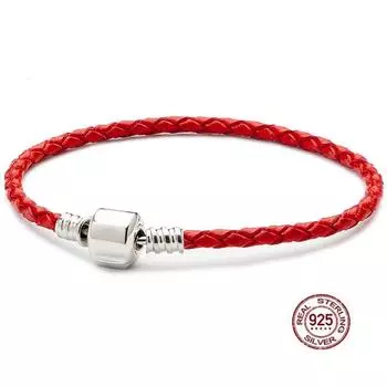 Распродажа многоцветный кожаный шнур серебряная пряжка браслет подходит для оригинального модного бутика браслет ювелирные изделия 19cm