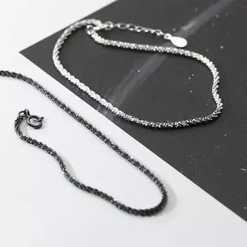 Распродажа Modian Starlight Браслет-цепочка для женщин, модный, стерлинговое серебро 925 пробы, простой черный браслет, ювелирные изделия, аксессуары