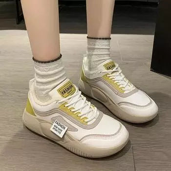 Распродажа модной женской обуви 2024 года, новые женские туфли на шнуровке из вулканизированной кожи, зимние теплые разноцветные туфли на плоской подошве, повседневные, удобные спортивные туфли 35 зелёный