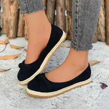 Распродажа модной женской обуви 2024 года, новые женские туфли One Kick на плоской подошве с круглым носком, повседневные удобные туфли большого размера на плоской подошве 36 чёрный