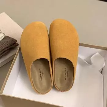 Распродажа модной женской обуви. Новые женские тапочки с открытой пяткой. Весенние замшевые тапочки с закрытым носком. Удобные повседневные тапочки больших размеров. 35