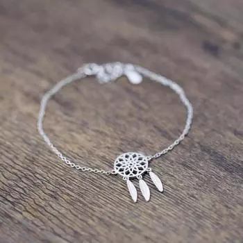 Распродажа, модные браслеты из стерлингового серебра 925 пробы, Ловец снов с перьями, стильные женские браслеты в этническом стиле SL064