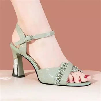 Распродажа Мягкие кожаные сандалии Летние высокие каблуки Новые удобные сандалии с толстым каблуком Fairy Wind Fashion Wear 35