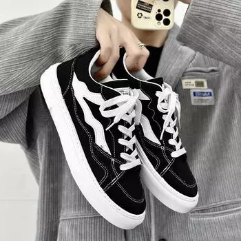 Распродажа мужской обуви 2025 года, новый студенческий тренд, низкая дышащая универсальная обувь, мужская мягкая подошва, увеличивающая рост, спортивная модная обувь 39 чёрный