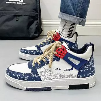 Распродажа обуви, мужская весенняя новая обувь с высоким берцем, повседневная обувь, модные универсальные белые туфли, легкая спортивная обувь с мягкой подошвой, модная обувь 39 синий