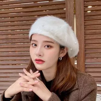 Распродажа однотонные взрослые женские волосатые береты художник Boinas Feminina хипстерские жемчужные разноцветные элегантные шляпы художника 56-58cm