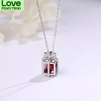 Распродажа по прибытии, роскошные модные кубические подарочные коробки в форме красного кубического камня, ожерелья для женщин, леди, серебро 925 пробы 45cm