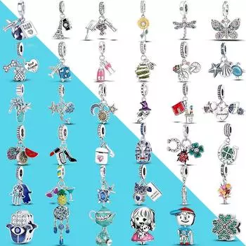 Распродажа Подвески для путешествий Подвески из серебра 925 пробы Оригинальный браслет с подвесками в виде самолета, подсолнуха, бабочки, питомца, выпускного, летних бусин