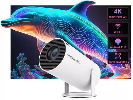 Распродажа - проектор Magcubic HY300 4K Android 11 Wifi6 200ANSI Allwinner H713 BT5.0 720P Cinema Outdoor Portable Projetor EU Plug белый