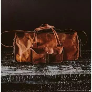 Распродажа Распродажа Мужская дорожная сумка из натуральной козьей кожи для походов в спортзал и выходных 24 x 11 x 9 in коричневый