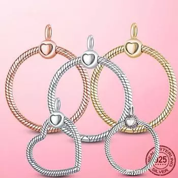 Распродажа розового золота О-образный кулон, подходящий для оригинального ожерелья-цепочки, самодельные бусины из серебра 925 пробы, изготовление ювелирных изделий, подарки, бижутерия для женщин