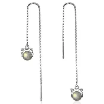 Распродажа, серьги-капли с кисточками в форме кота для женщин, аксессуары для вечеринок, модные серебряные серьги 925 пробы, подарок для девочек на рождественскую вечеринку