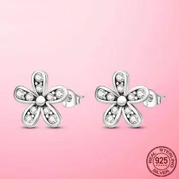 Распродажа Серебряные 925 женские сверкающие ромашки трио серьги-гвоздики для женщин кубический циркон CZ серебро 925 ювелирные изделия подарок
