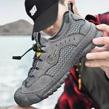 Распродажа специальные летние дышащие сетчатые туфли с полой сеткой повседневные спортивные сетчатые туфли с мягкой подошвой нескользящие сетчатые туфли для альпинизма 38 чёрный