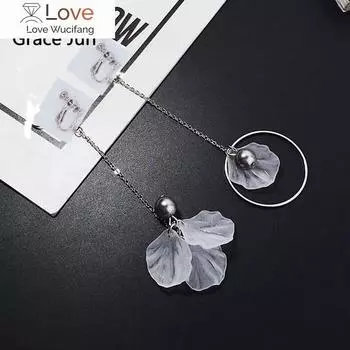 Распродажа в корейском стиле, длинные цепочки, жемчужные серьги в форме цветка, клипсы и серьги для девочек, роскошные модные круглые серьги