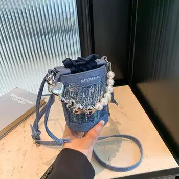 Распродажа женских сумок через плечо из искусственной кожи с пайетками и шнурком Высококачественные женские сумки через плечо с бисером и нитками для шитья