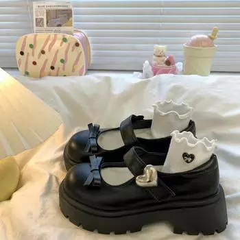 Распродажа женских туфель Мэри Джейн на высоком каблуке, повседневные туфли-лодочки на платформе, женские туфли с круглым носком и средним каблуком, с бантом 35