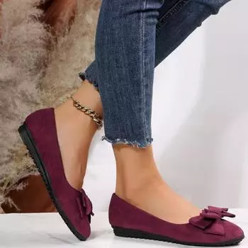 Распродажа женской обуви 2024 года, элегантные женские туфли на плоской подошве с бантом и круглым носком, повседневные женские туфли без застежек 35 чёрный