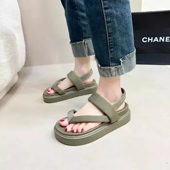 Распродажа женской обуви 2024 года. Модные и универсальные женские босоножки-шлепанцы. Удобные и дышащие босоножки на платформе. 35 чёрный