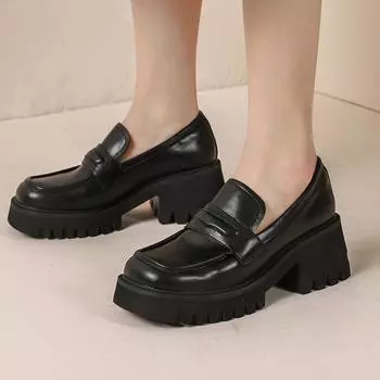 Распродажа женской обуви 2024 года. Модные лоферы. Женские туфли на высоком каблуке. Офисные туфли на платформе. Женские туфли без застежек на квадратном каблуке. Женские туфли Zapatos. 35