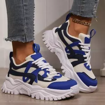 Распродажа женской обуви 2024 года, новые женские туфли на шнуровке из вулканизированной кожи, осенние дышащие сетчатые разноцветные повседневные прогулочные туфли на открытом воздухе 36