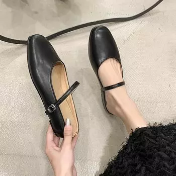 Распродажа женской обуви. Легкие женские тапочки с закрытым носком. Повседневные тапочки. Женские туфли Мэри Джейн с пряжкой и ремешком. Женские туфли на плоской подошве. 35 серебряный