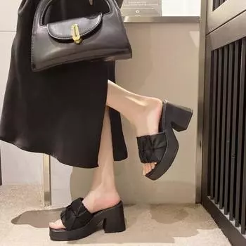 Распродажа женской обуви, модные женские тапочки против морщин с квадратным носком, летние повседневные женские туфли на высоком каблуке с открытым носком 42 белый