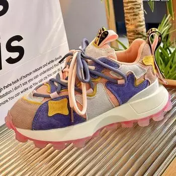 Распродажа женской обуви. Новые дышащие женские туфли на вулканизированной платформе. Весенние нескользящие женские повседневные кроссовки на шнуровке. 35