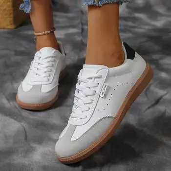 Распродажа женской обуви с круглым носком на шнуровке, женская вулканизированная обувь, осенняя подошва Solft, разноцветная повседневная удобная спортивная обувь 36