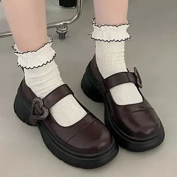 Распродажа женской обуви. Высококачественные женские туфли-лодочки с пряжкой. Осенние туфли с круглым носком. Однотонные туфли на платформе и толстом каблуке. Туфли на низком каблуке. 35