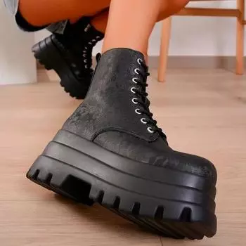 Распродажа женской обуви, высококачественные женские ботинки с боковой молнией, осенние, с круглым носком, на короткой платформе, большого размера, модные ботинки 36
