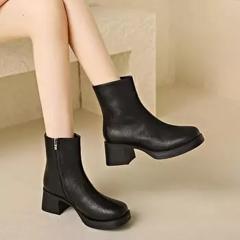 Распродажа женской обуви, женские ботильоны, модные женские туфли с боковой молнией для офиса и карьеры, высококачественные туфли с круглым носком для женщин 35 коричневый